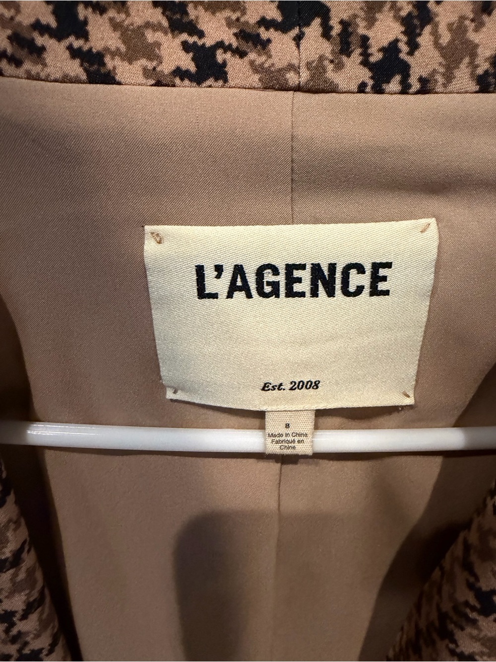 NWOT L’AGENCE Jayda Houndstooth Blazer Jacket - Brown Check - Picture 5 of 5